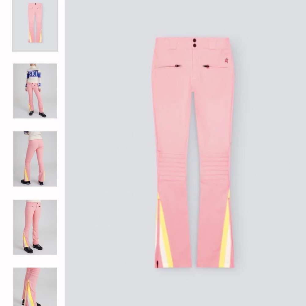 Perfect Moment Pink Flare ski pants with Yellow Accents